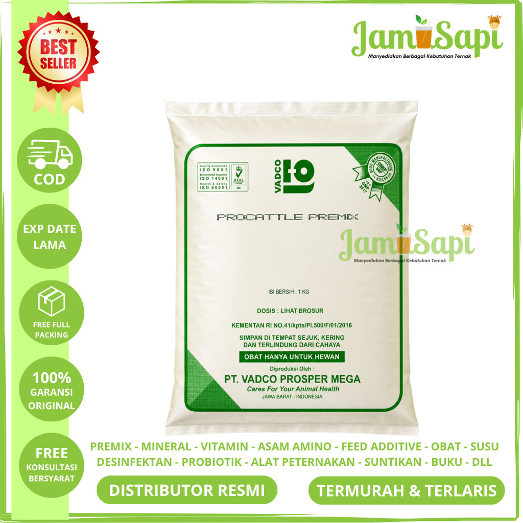 PROCATTLE PREMIX 1 KG VADCO - PRO CATTLE Premix VADCO Vitamin Mineral Sapi Potong Perah Kambing
