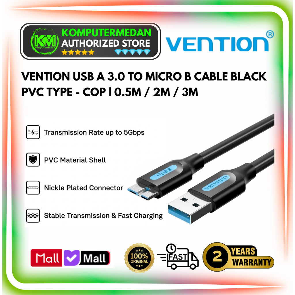 Vention Kabel Data Micro B to Hardisk USB 3.0 0,5M 2M 3M - COP