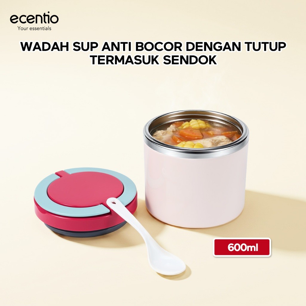 ecentio & FOODI termos mini termos air panas mini 630ml/cangkir mangkok anti bocor/termos sup tahan 