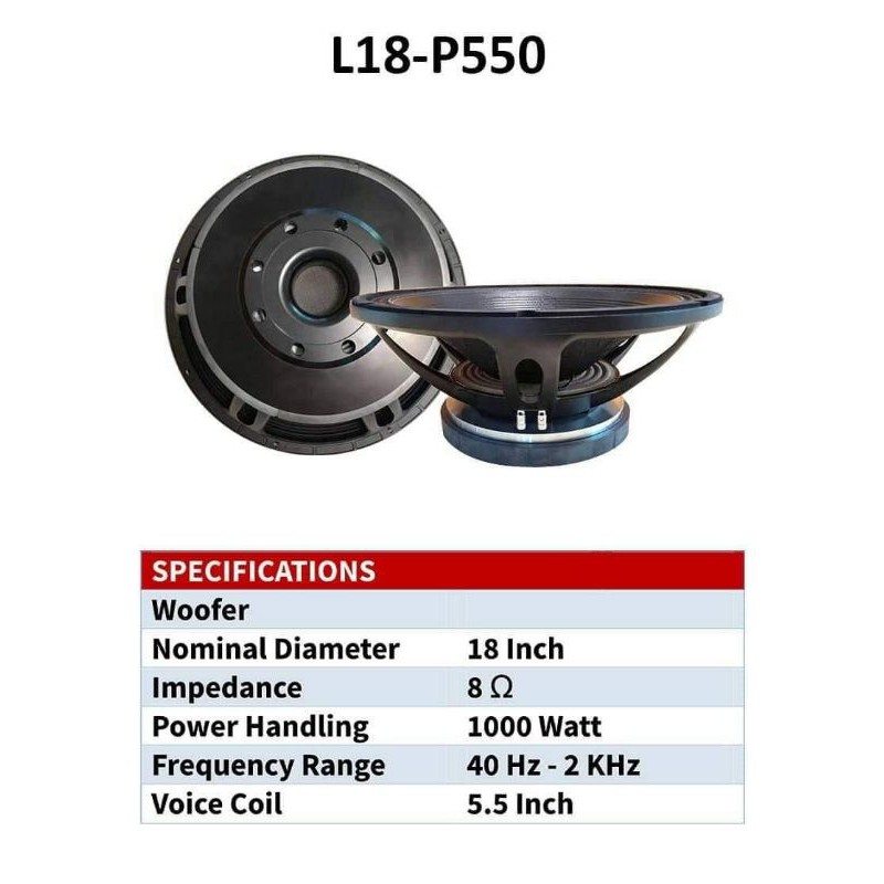 komponen speaker Badak Wisdom 18P550 Original