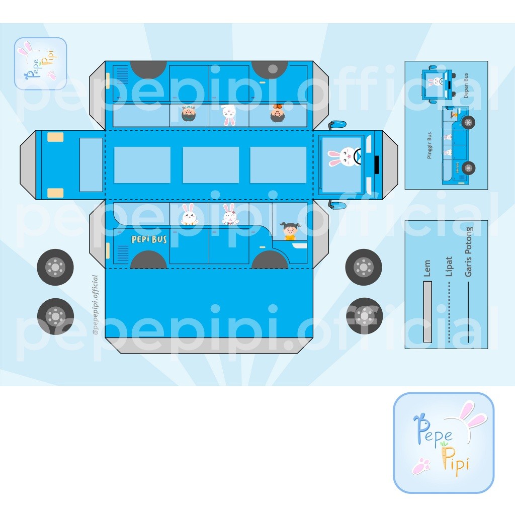 Papercraft Pola Kendaraan Bus Truck Paper Truk Craft Kerajinan Kertas Cut & Play Kerajinan Tangan Ak