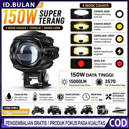 Lampu LED Motor 150W Cut Off Tembak Laser High Low Beam 2