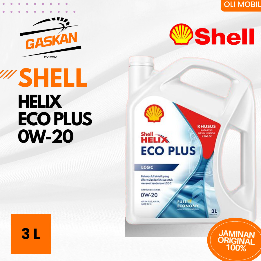 Oli Mobil  LCGC Shell Helix Eco Plus 0W20 3L (Dijamin Ori 100%)