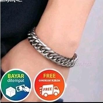 [Cod] Gelang Titanium Pria Rantai Silver Gelang Pria
