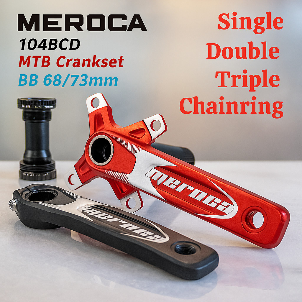 Crankset Crank Arm Set Meroca FX17 Model Hollowtech 2 HT2 | 70 mm Fleksibel Bisa Single & Double Cha