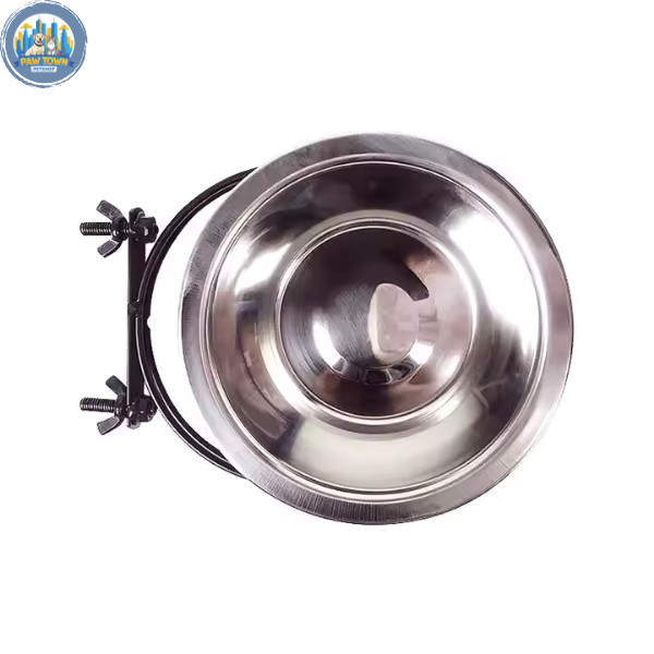 Mangkok Makan Minum Kucing Anjing Jepit Kandang Stainless-Cat and Dog Bowl