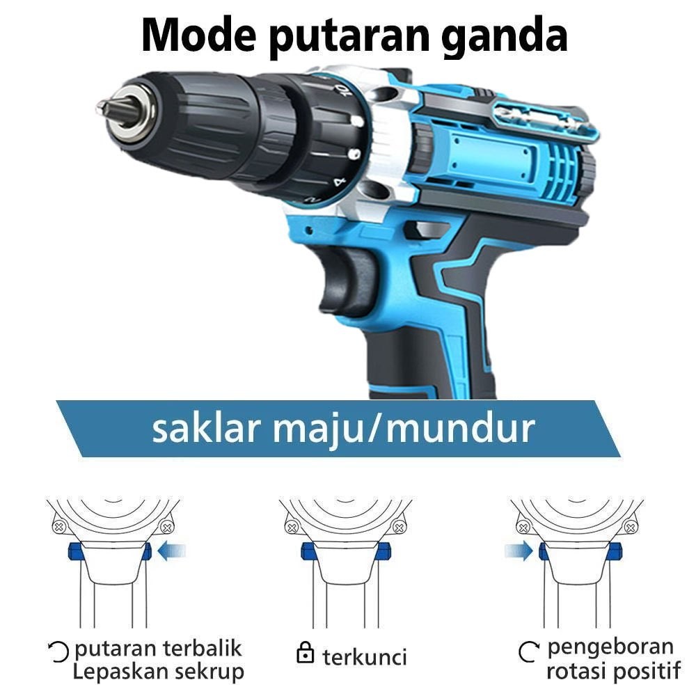 ARFSHOP 298VF Mesin Bor Impact Drill bor listrik Bor baterai Cordless Drill Bor Listrik Set Bor leng