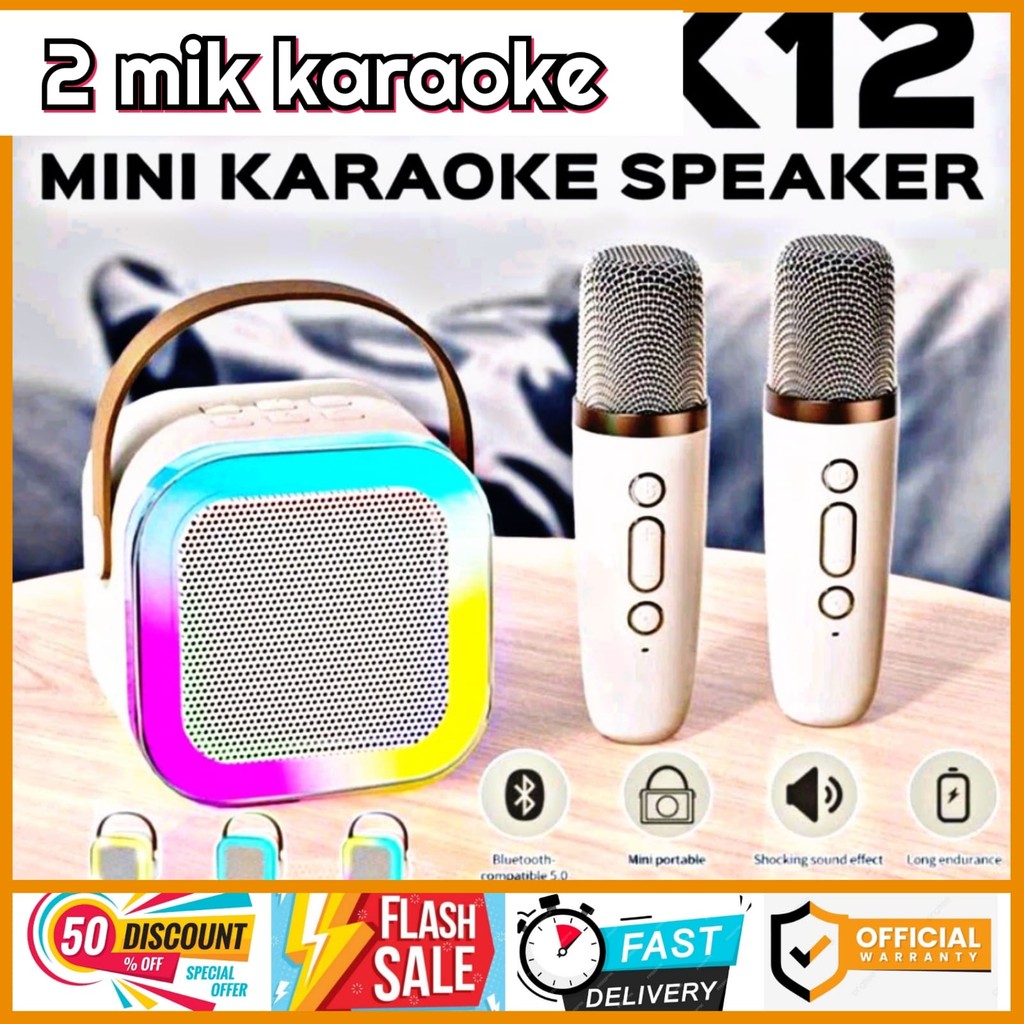 BEST SELLER Speaker Karaoke 2 mik Doublle MIk K12 Bluetooth Spekaker