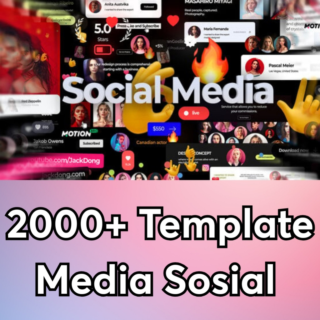 Media Sosial Template 2000+ Premiere Pro dan After Effects