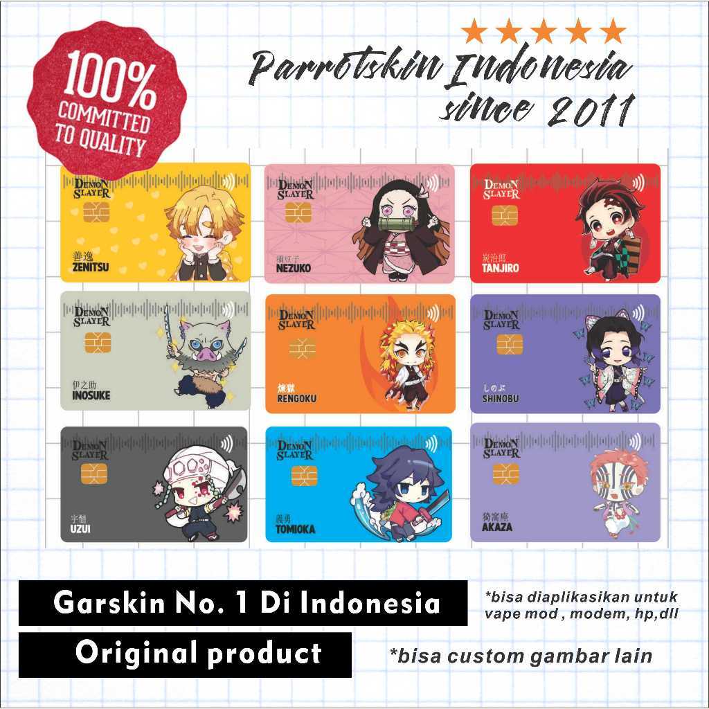STIKER ATM DEMON SLAYER GARSKIN / SKIN KARTU ATM / DEBIT / EMONEY / FLAZZ / BRIZZI TAPCASH / JAKLING