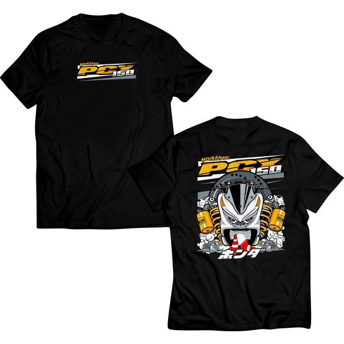 tshirt kaos pcx 150 modifikasi Katun - Hitam