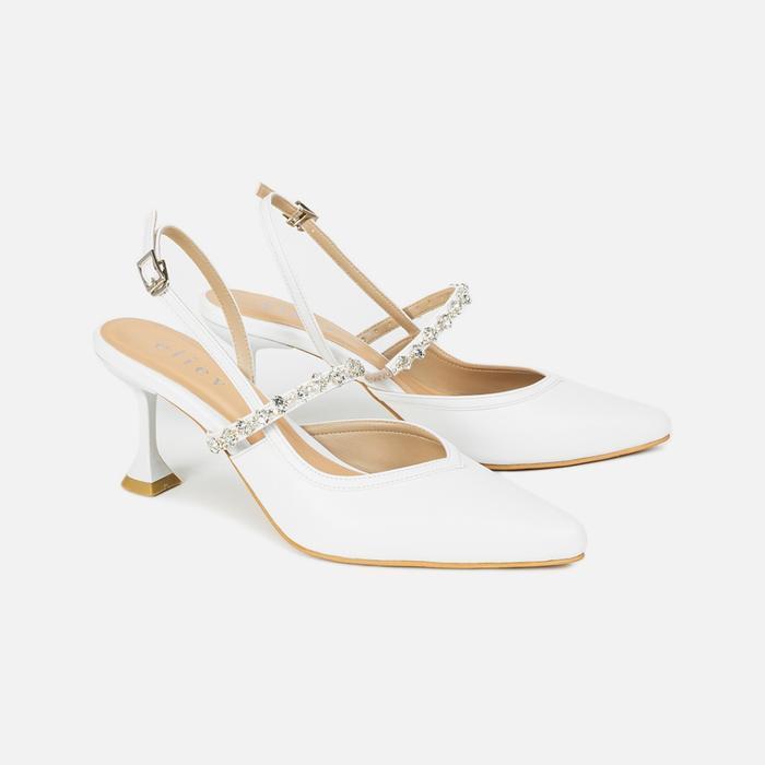 PROMO  Eliev Valerie Heels - Sepatu Heels Wanita - White, 36