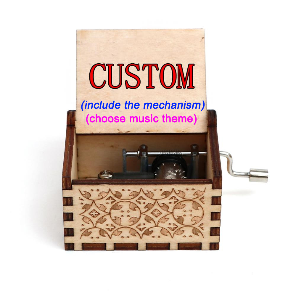 Private custom carved wooden Empty music box movie theme custom music box Christmas birthday gift Wo