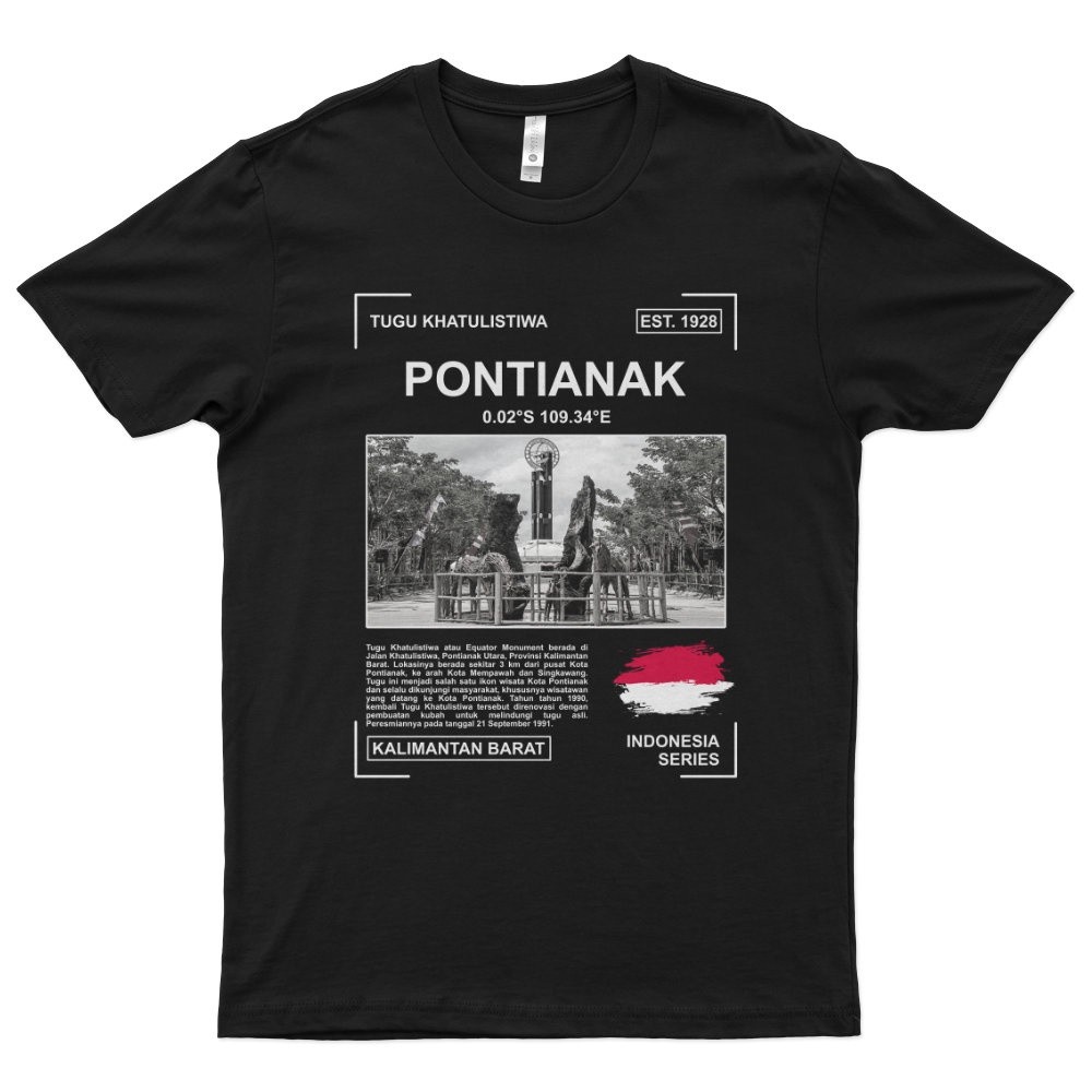 Kaos Distro Premium Lengan Pendek Pontianak Kalimantan Barat Tugu Khatulistiwa T-Shirt
