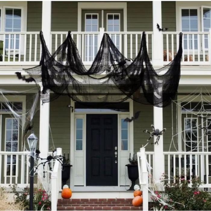 Dekorasi halloween/tirai darah/tirai halloween kain bloody crepe - Putih