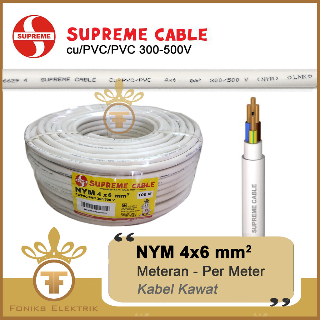 KABEL SUPREME NYM 4X6 PUTIH METERAN - PER METER