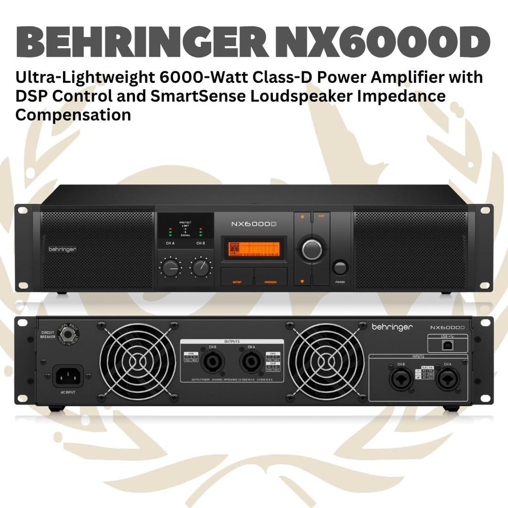 Behringer NX6000D Ultra-Lightweight 6000-Watt Class-D Power Amplifier with DSP Control and SmartSens