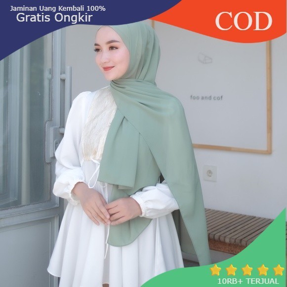 [KALEIDO] Pashmina Ceruty Babydoll - Sage Green