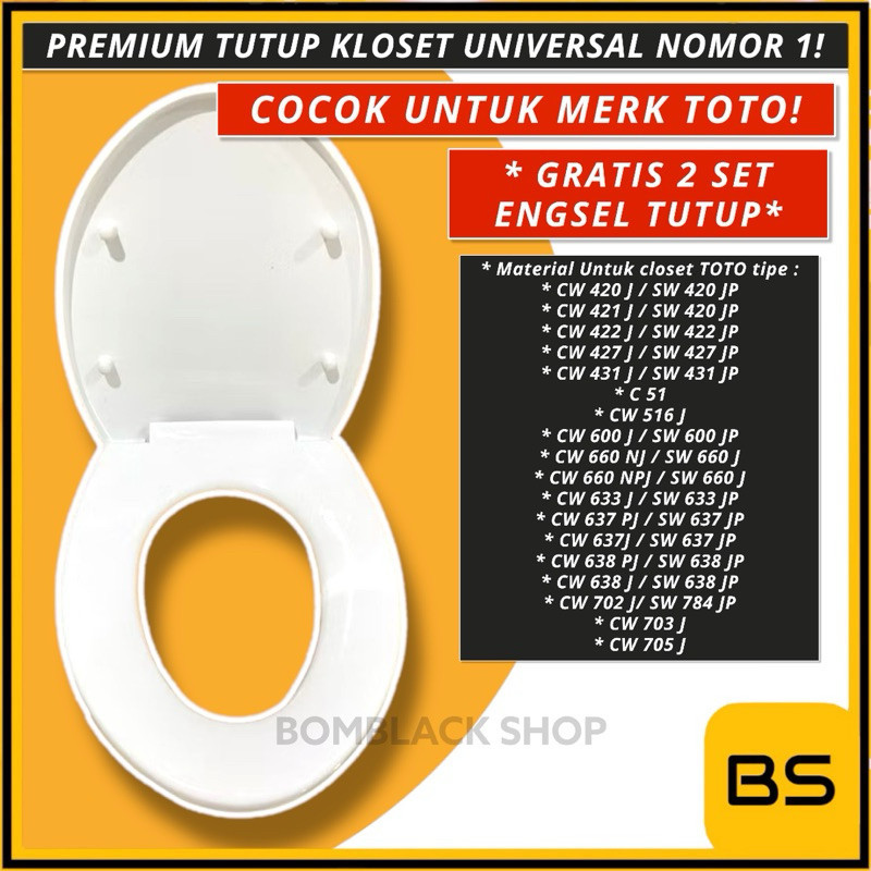 Tutup Kloset Duduk WC Universal 42x36cm Cocok Untuk Toto Cover Toilet Seat Kamar Mandi TOTO PUTIH tu