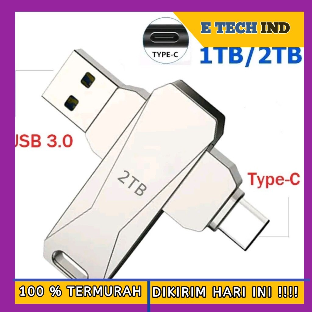 Flashdisk Type C USB 3.0 OTG 1TB/2TB untuk Smartphone Android, Laptop & PC Cepat