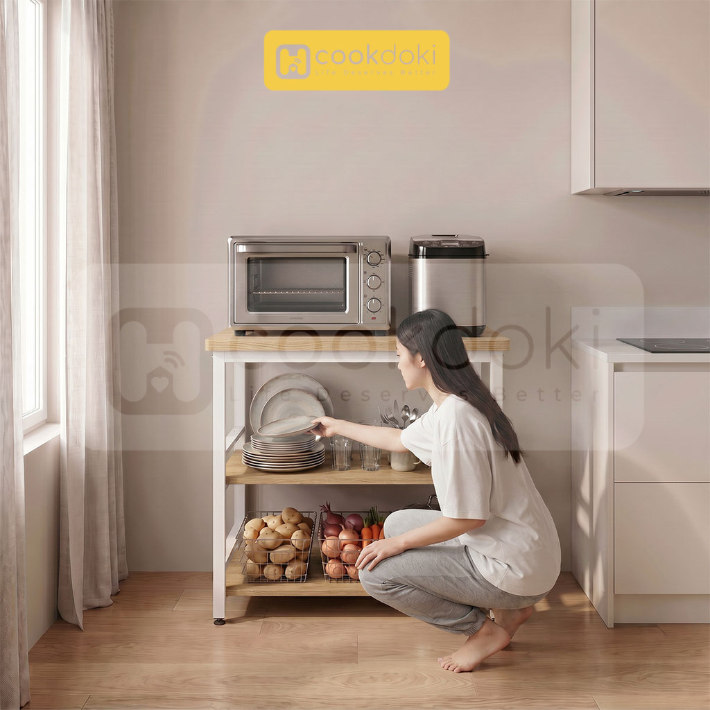 Homedoki Rak Dapur/Rak Dapur Serbaguna/Lemari Dapur Minimalis/Rak Penyimpanan Barang