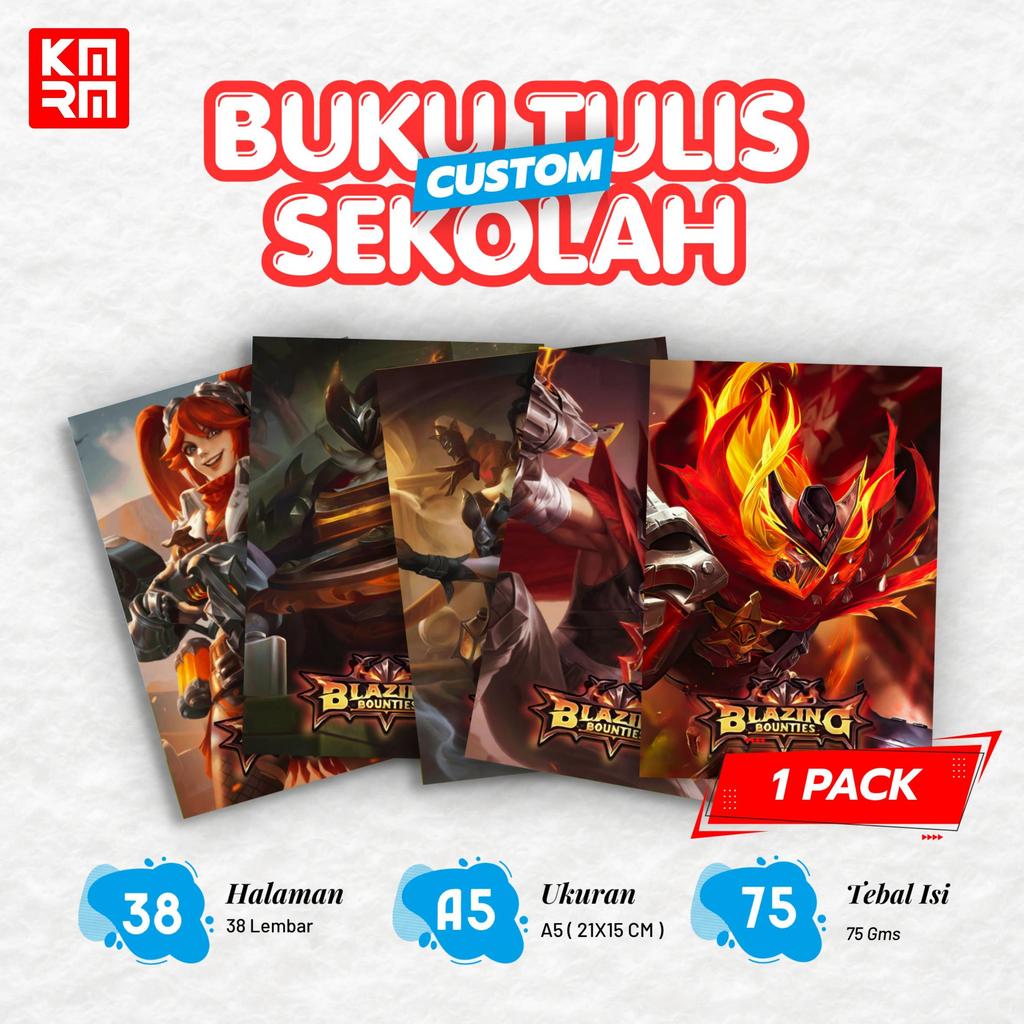 BUKU TULIS SEKOLAH MLBB X SKIN LIGHTBORN 38 LEMBAR 1 PAK ISI 5 BUKU BERGARIS