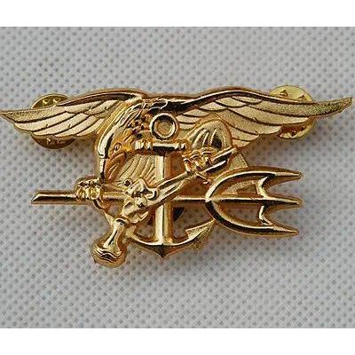 US Navy Seal Eagle Anchor Trident Mini Medal Uniform Insignia Badge Gold- US013