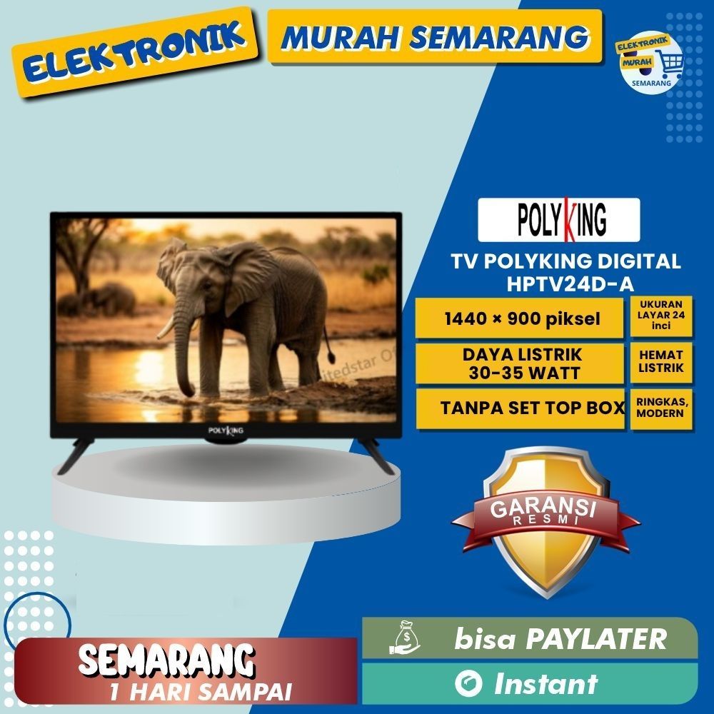 TV LED 24 Inch Polyking Kingkong Series HPTV24D-A HD TV Siap Digital DVB-T2