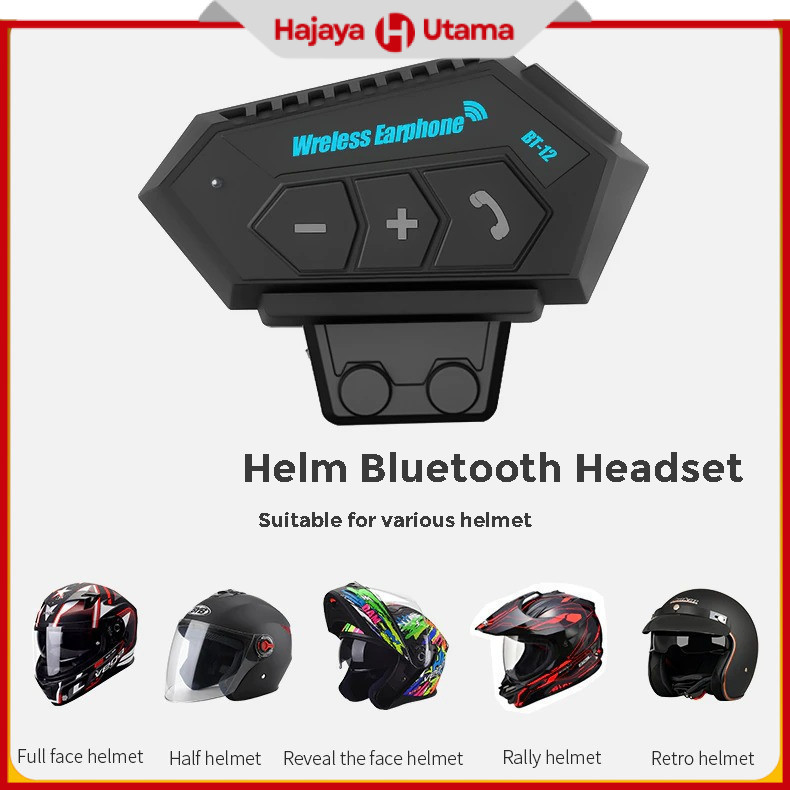 Headset Helm Bluetooth Call Music Waterproof 500mAh - BT-12