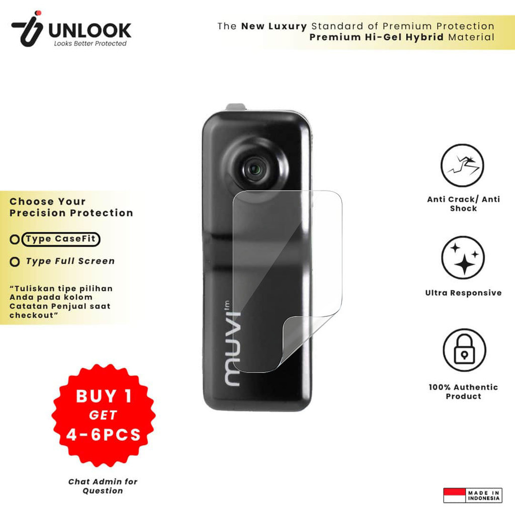 UNLOOK Hi-GEL HYBRID Hydrogel+ Film Protection for Veho Muvi Micro Camcorder, K2, Atom Anti Glare Ku