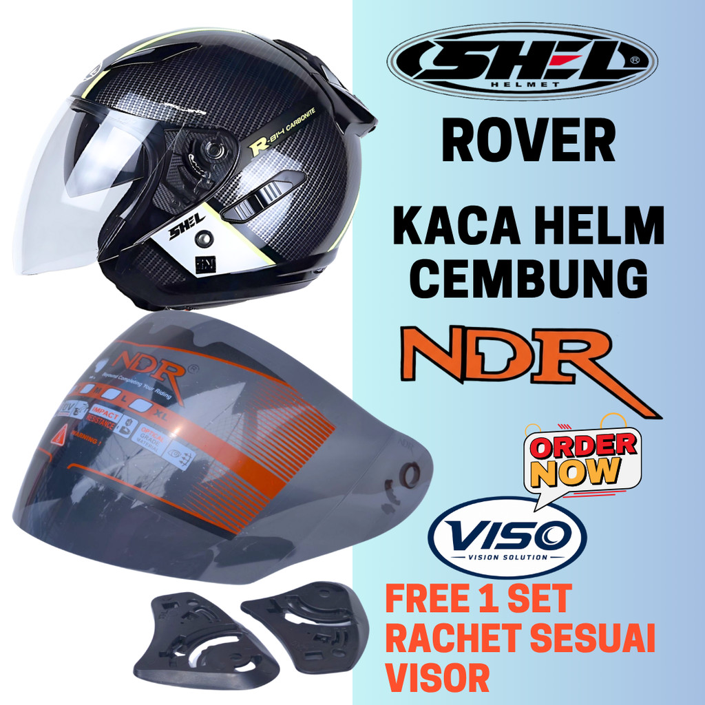Kaca Helm SHELL ROVER R-814 Visor Helmet CEMBUNG venom open ganteng NDR iridium free rachet murah
