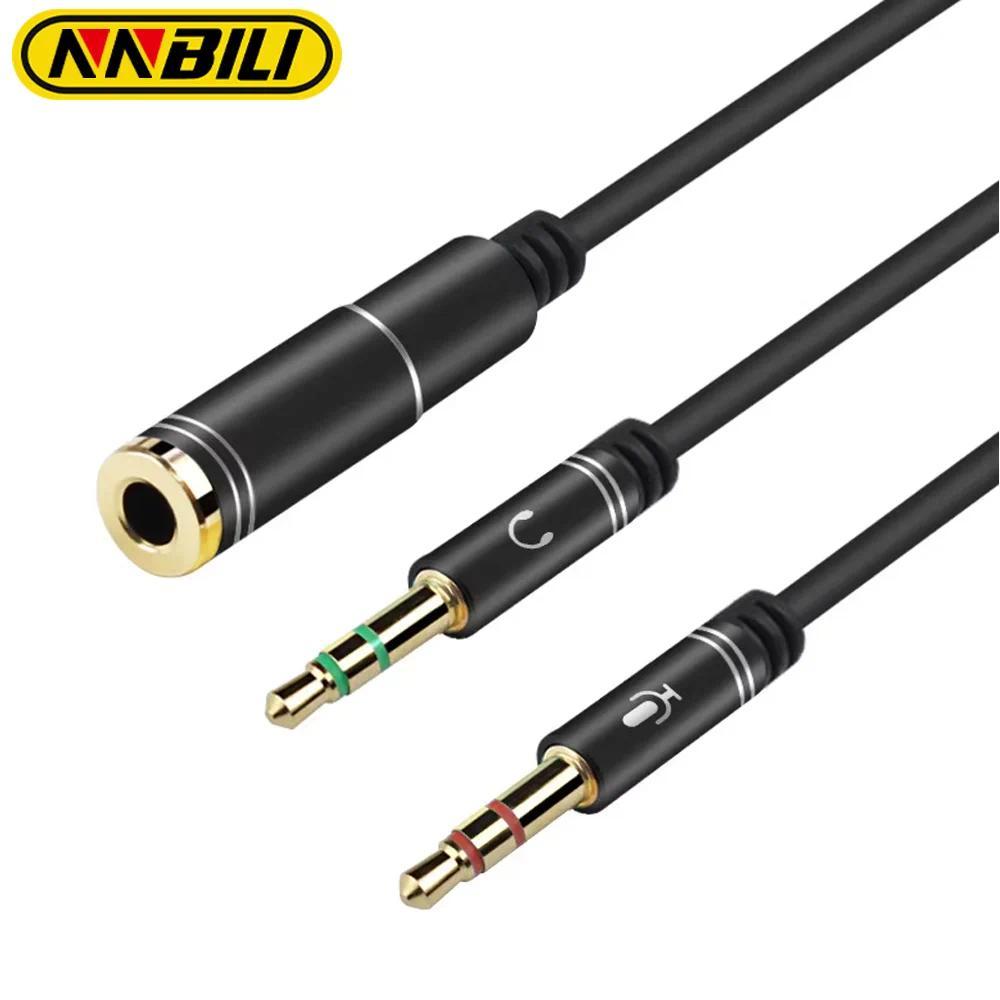 NNBILI Mini Jack 3.5 Mikrofon Headphone Kabel Adaptor Y Splitter, Audio Stereo 3.5 Mm & Colokan Mikr