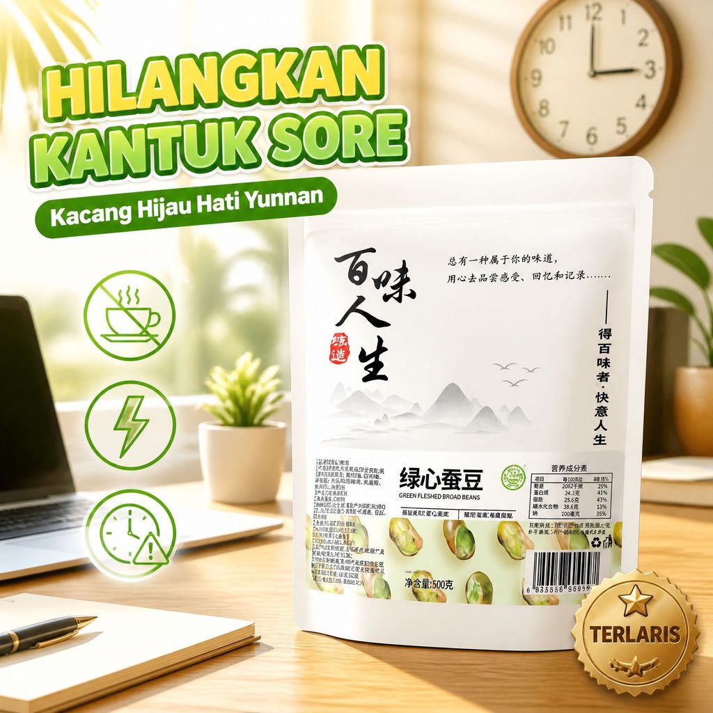 Kirim dalam 24 jam/Kacang Broadbean Hijau Asli Baoshan/Makanan Halal/Renyah Dan Pedas Rasa Wasabi Ka