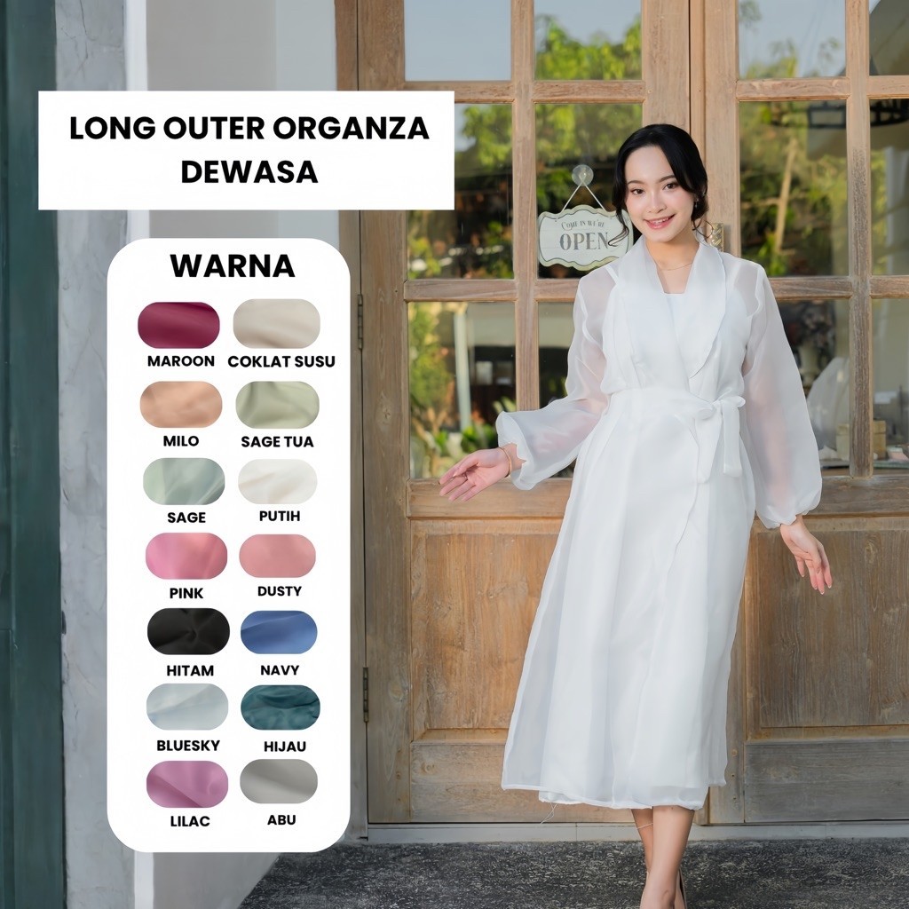 LONG OUTER KIMONO,OUTER KONANGAN ORGANZA KEKINIAN
