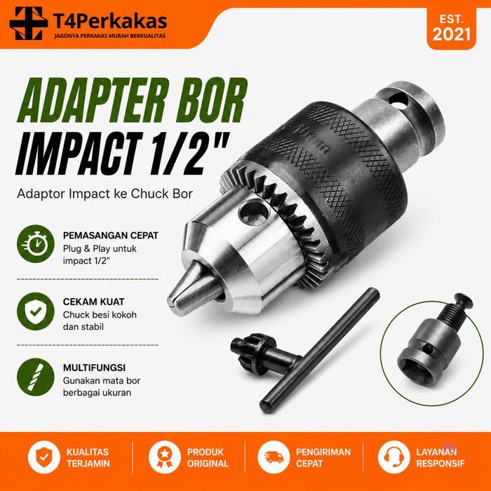 Adapter Impact Wrench Drill Chuck 13 mm Kepala Chuck Untuk Bor Listrik Impact Wrench