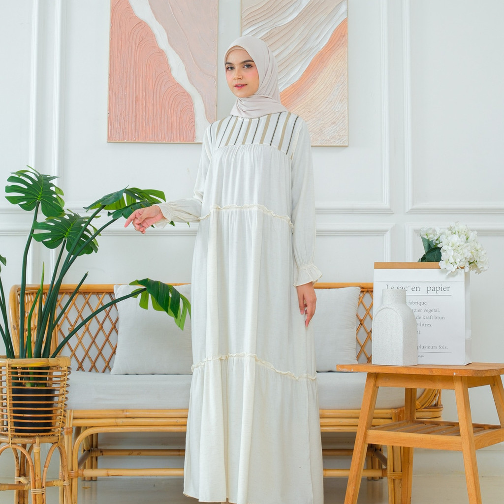 RILLEY - Gamis Kezia | Dress Panjang Muslim Wanita | Gamis Wanita Terbaru Bahan Linen
