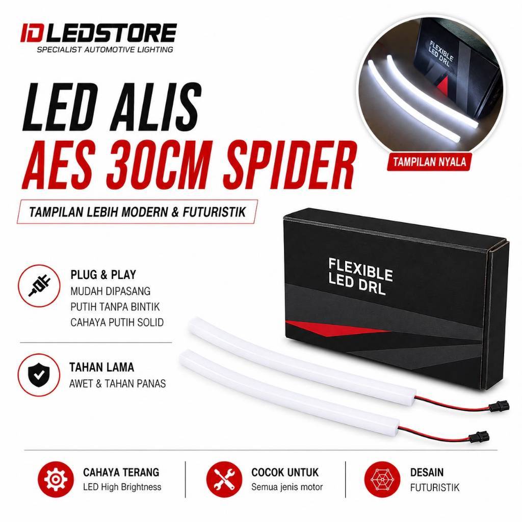 DRL Alis Spider AES 1 Mode 30 cm Flexible Soft Led Anti Bintik Grade A | B2