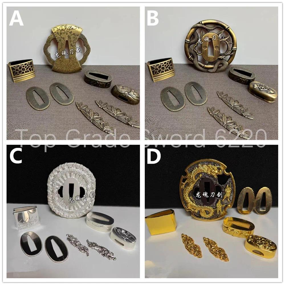 A Set Very Good Alloy Tsuba Handguard Fuchi Kashira Menuki Habaki Seppa For Japanese Real Japan Samu