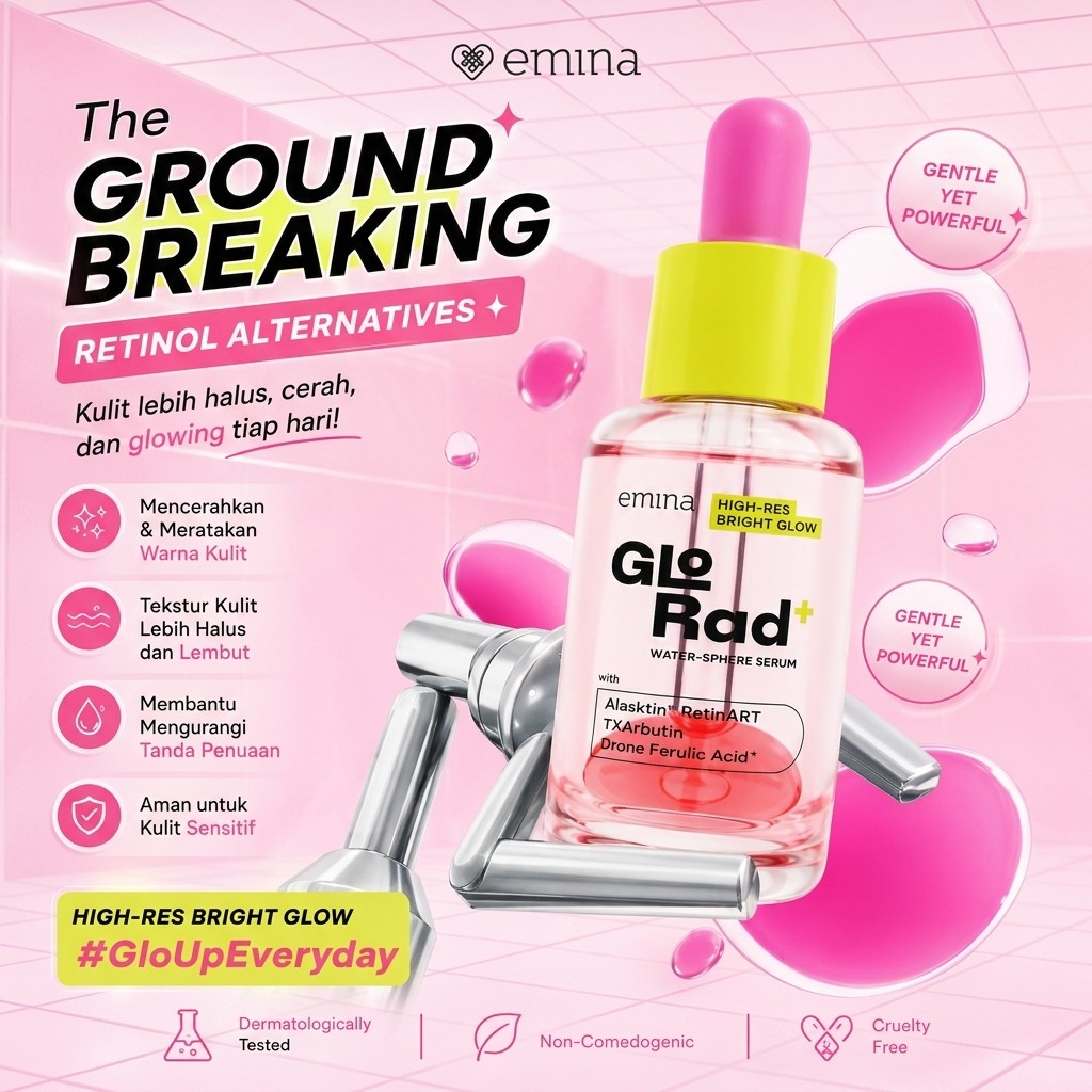 (Beauty Squad) Emina Glorad RetinArt Serum - Serum Retinol Glowing, Meratakan Tekstur Kulit, Bekas J