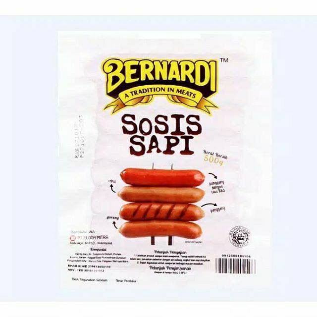 Bernardi Sosis Sapi 10Cm 500g - Sosis Daging Sapi Premium Gurih Juicy Cocok Bakar Goreng Halal