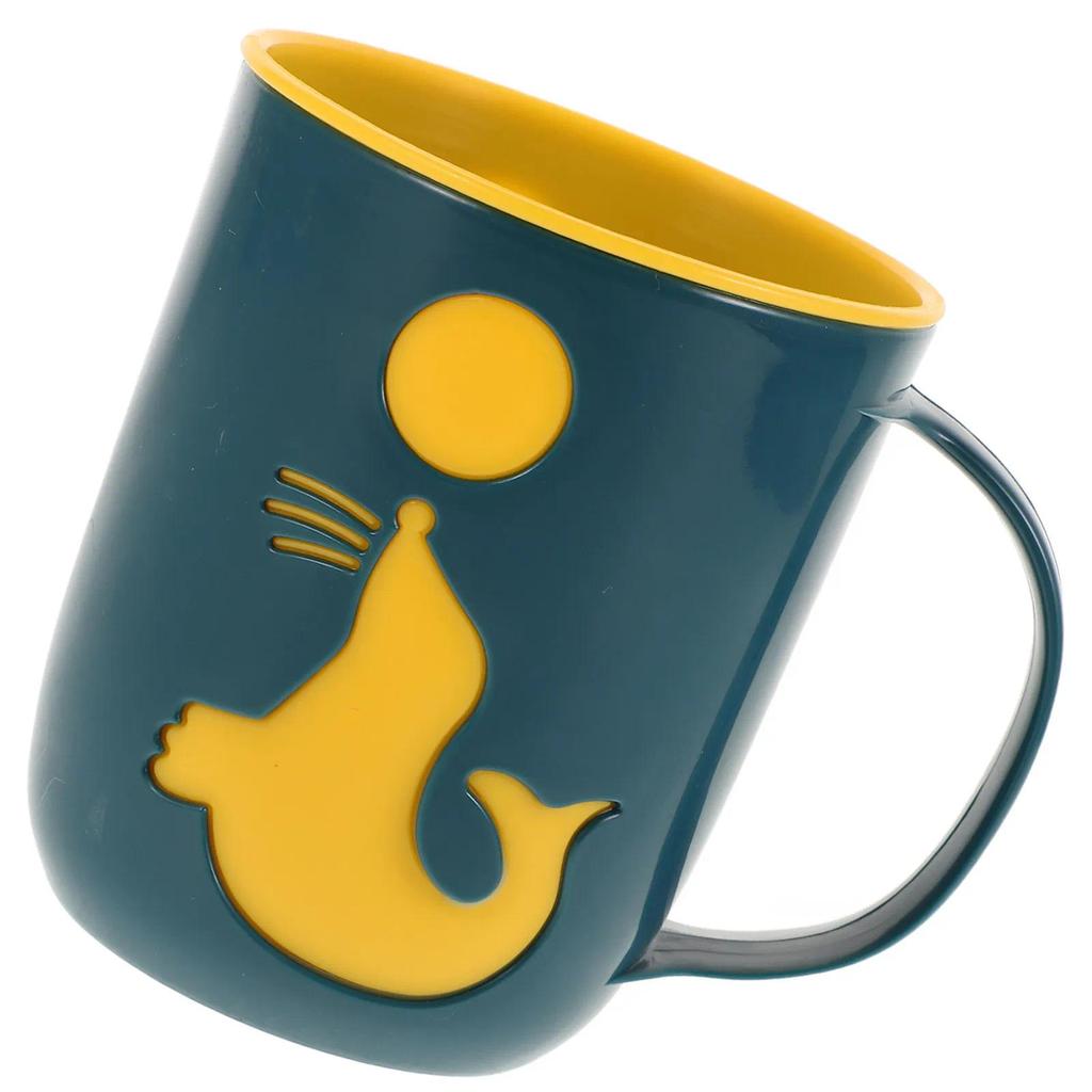 Fun Dolphin Shaped Toothbrush Cup Reusable Plastic Rinsing Cup for Travel Home Bathroom Oral Hygiene