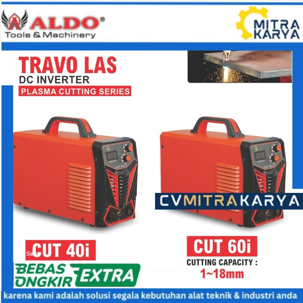 ALDO Mesin Plasma Cutting Inverter | Trafo Las Plasma Cutting Mesin Potong Besi Plat Logam Plasma Cu