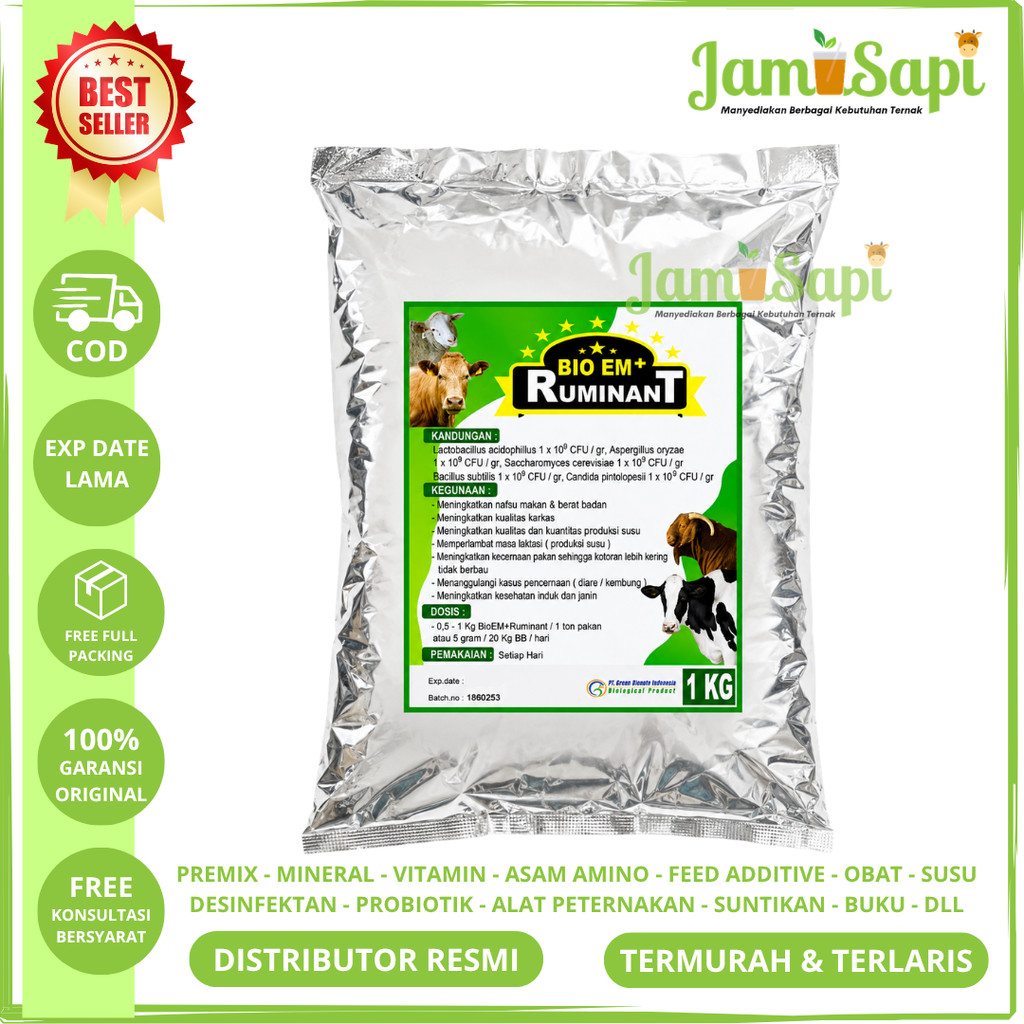 BIO EM PLUS 1 KG - Probiotik Serbuk Peternakan Fermentasi Pakan - Probiotik Sapi Domba Kambing