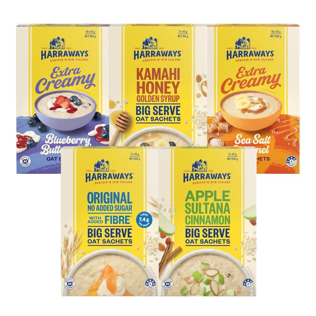 Harraways Oat Sachet Instant / Harraways Original No Sugar Apple Sultana Cinnamon Blueberry Butter M