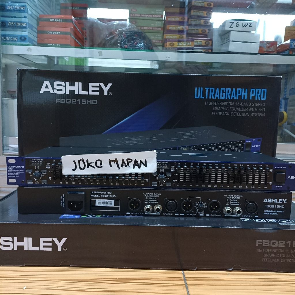 Equalizer Ashley FBQ215HD original + subwoofer output equalizer with feedback detection system