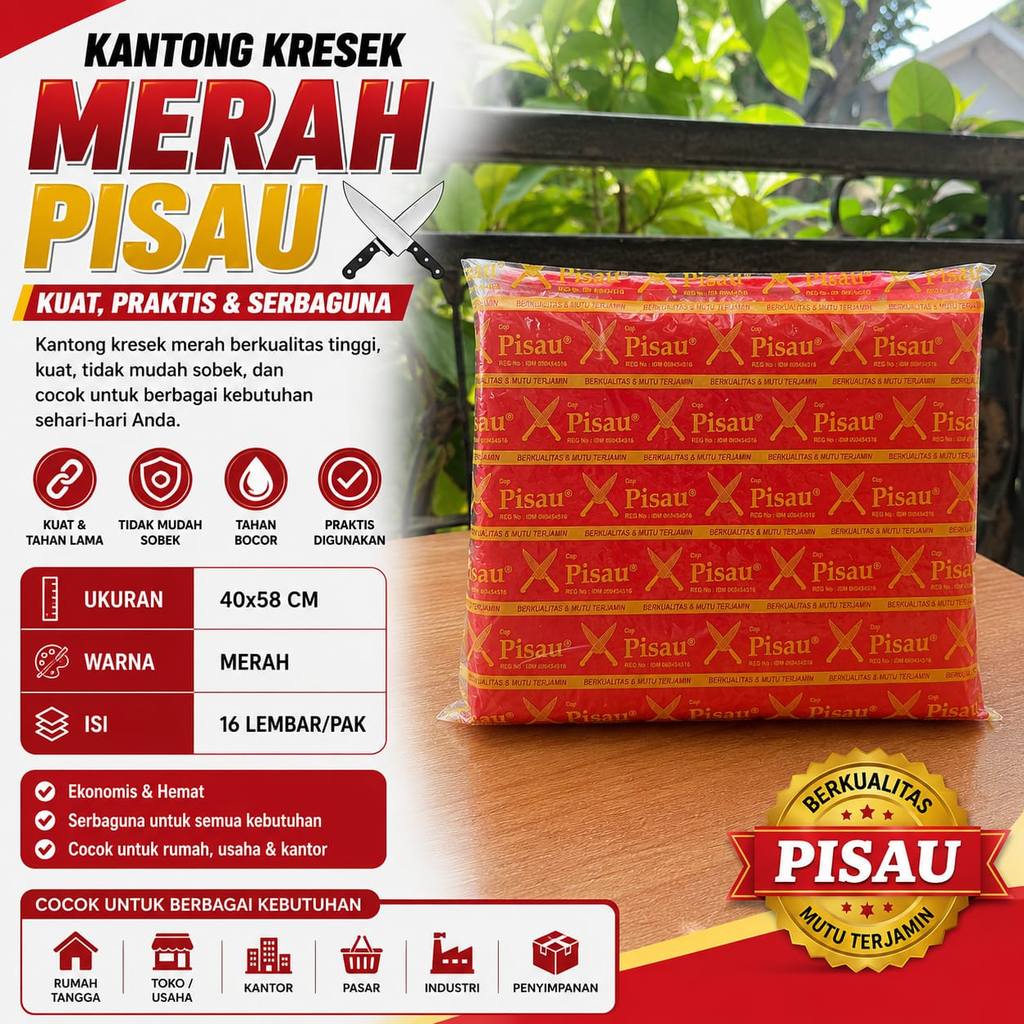 Kantong Plastik Kresek Jumbo Merah 40 / Plastik Kresek Kuat Harga Grosir