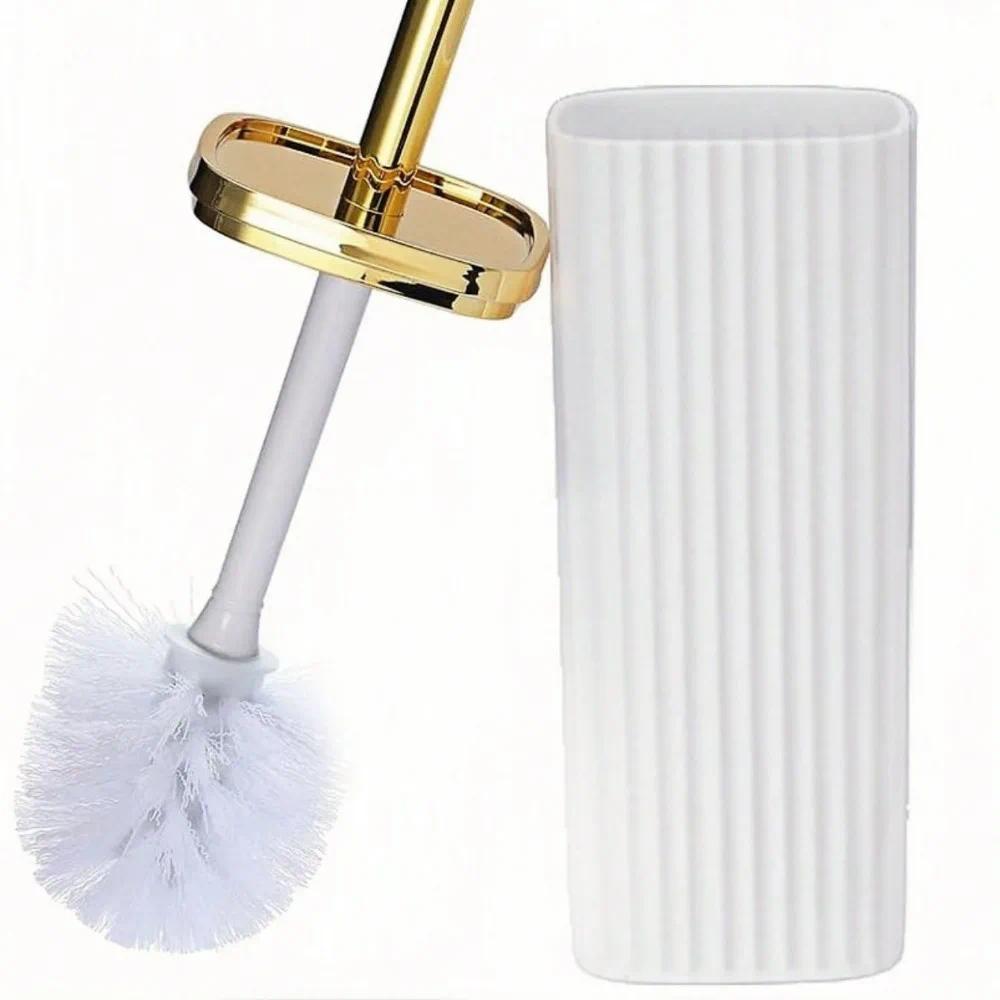 Long-Handle Toilet Brush 360° Rotating Corrosion Resistant Bathroom Brush Compact Stand Heavy-Duty T