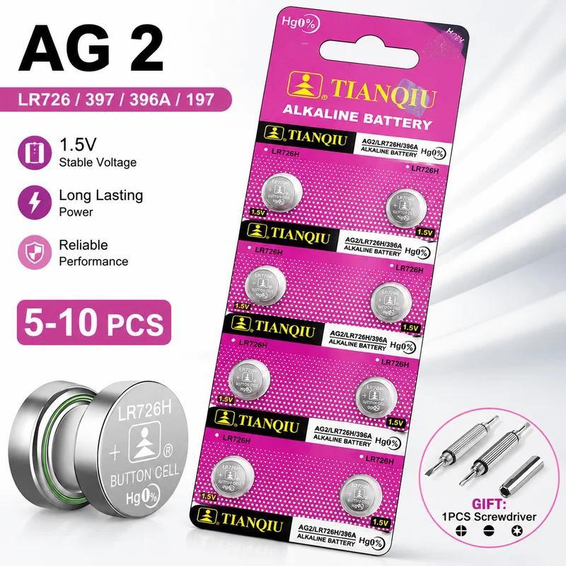 Alkaline Button Cell Battery AG2 396A SR726W LR726 1.55V 5-10PCS Replacement for Watch Scale Remote 