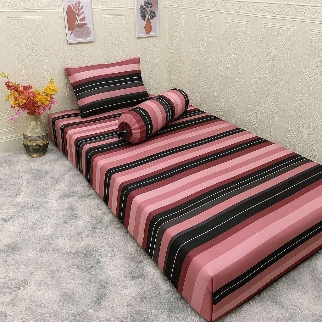 Sakti  Sprei Aesthetic UK    Motif Ala Hotel Korea Japan Lembut Halus Sprei Fitted Pink Coklat