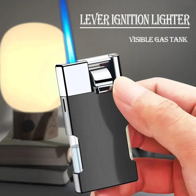 Metal New Stylish Blue Flame Metal Unusual Butane Gas  Cigar Lighter Mini Windproof Lighter Gadget G